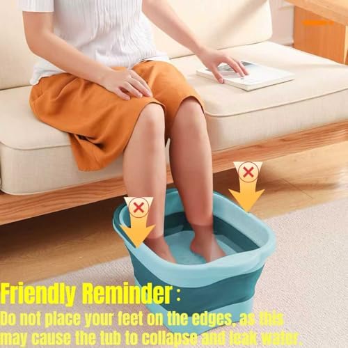 Foot Bath 15L(4 GL) Collapsible Foot Soak Tub with Handle, Foot Spa Bath Massager Foot Soaking for Dry Cracked Feet, Plastic Foot Bucket
