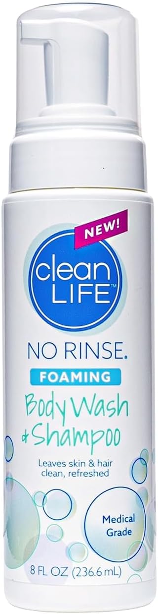 No-Rinse Foaming Body Wash - Waterless Foam Cleanser for Elderly, Adults, Kids, Infants & Caregiver - Rinse-Free for Sensitive Skin - Travel Size - Refreshed & Moisturized Skin - 8 fl oz (Pack of 1)