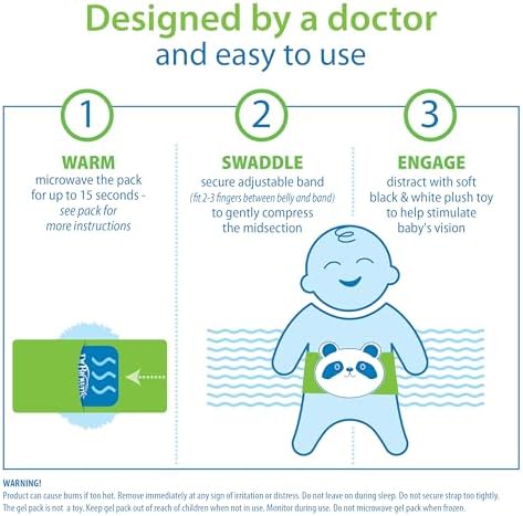 Dr. Brown's Infant Gripebelt Heated Belly Band, Soothe Baby's Tummy with Gentle Warmth and Compression, Panda, 0m+