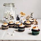 Ercadio 32 Pack Rabbit Cupcake Toppers Bunny Cupcake Picks Wild Animal Cupcake Picks Bunny Birthday Cupcake Decorations for Baby Shower Birthday Animal Theme Party Cake Decor Supplies