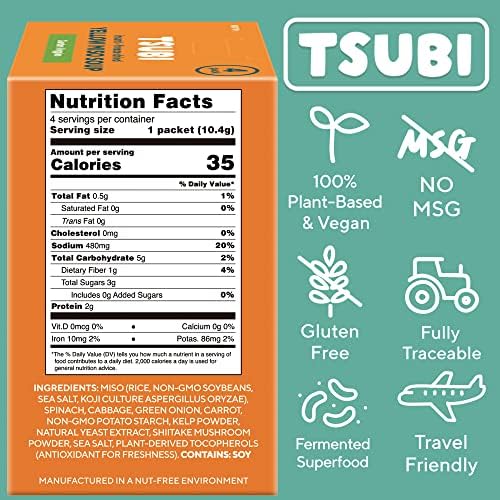 Tsubi Soup Freeze-Dried Japanese Miso Soup Packets - Instant, Vegan, Easy Mix, Gluten & MSG-Free, and Flavorful - Ready in Seconds - Made in Japan - Yellow Miso (Garden Veggies) - 12 Packs