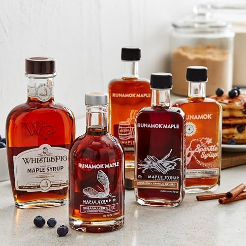 Runamok Maple Cinnamon-Vanilla Infused Maple Syrup - Authentic & Real Vermont Maple Syrup | Gluten Free & Natural Sweetener | Breakfast, Coffee, Pancakes Maple Syrup | 8.45 Fl Oz (250mL)