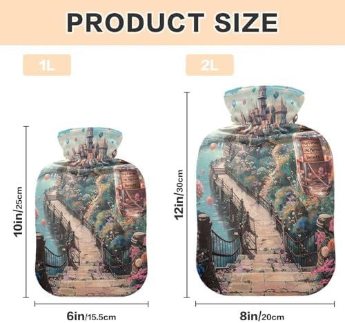 Balloons Floating Bottle with Flowers Hot Water Bottles Water Heating Pad Hot Water Bag for Foot Bed Warmer Pain Relief, 1 Liters
