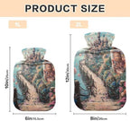 Balloons Floating Bottle with Flowers Hot Water Bottles Water Heating Pad Hot Water Bag for Foot Bed Warmer Pain Relief, 1 Liters