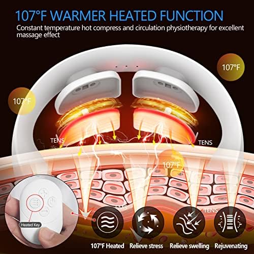 Electric Pulse Neck Massager with Heat for Pain Relief 10 Modes 15 Intensities Therapy Deep Tissue Trigger Point Intelligent Massager Cordless Gifts for Men Women