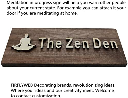 The Zen Den signs Room Decor Meditation in Progress Wall Hanging Sign,Inspirational Wooden Door Plaque for Yoga Studio Bedroom Decoration (Brown)