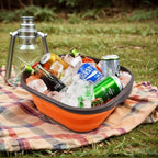 SAMMART 10L (2.6 Gallons) Collapsible Tub - Foldable Dish Tub - Portable Washing Basin - Space Saving Plastic Washtub (Brown/Orange, 1)