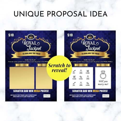 2 Will You Marry Me Proposal Lottery Ticket Scratch Off Cards - Fun and Unique Marriage Proposal Idea, Fake Lotto Scratcher for Wedding Proposal