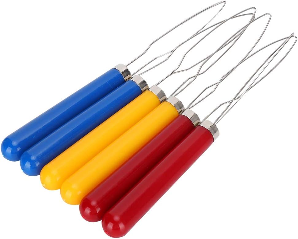 6PCs Button Hook Helper, Steel Wire Loop Button Hook with Wooden Handle Button Assist Device