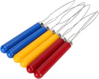 6PCs Button Hook Helper, Steel Wire Loop Button Hook with Wooden Handle Button Assist Device