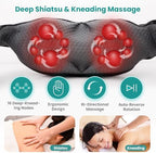 Nekteck Shiatsu Neck Massager with Heat for Pain Relief Deep Tissue, 2026 Upgraded 3D Back Shoulder Kneading Massage Pillow, Mother's Day Father's Day Relaxation Gifts for Mom Dad, Black(NOT Cordless)