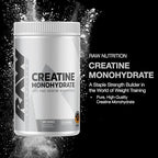 RAW Nutrition Creatine Monohydrate Powder, Unflavored (100 Servings) - Micronized Creatine Monohydrate Supplement for Workout Performance, Build Muscle & Strength - Creatine Powder for Men & Women