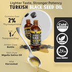 MAJU Black Seed Oil - 3 Times Thymoquinone, Cold-Pressed, 100% Turkish Black Cumin Seed Oil, Liquid Pure Blackseed, Glass Bottle, 8 oz