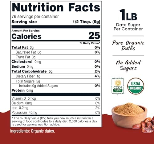 Nutricost Organic Date Sugar (1LB) - USDA Organic, Vegan, GMO-Free. Pantry