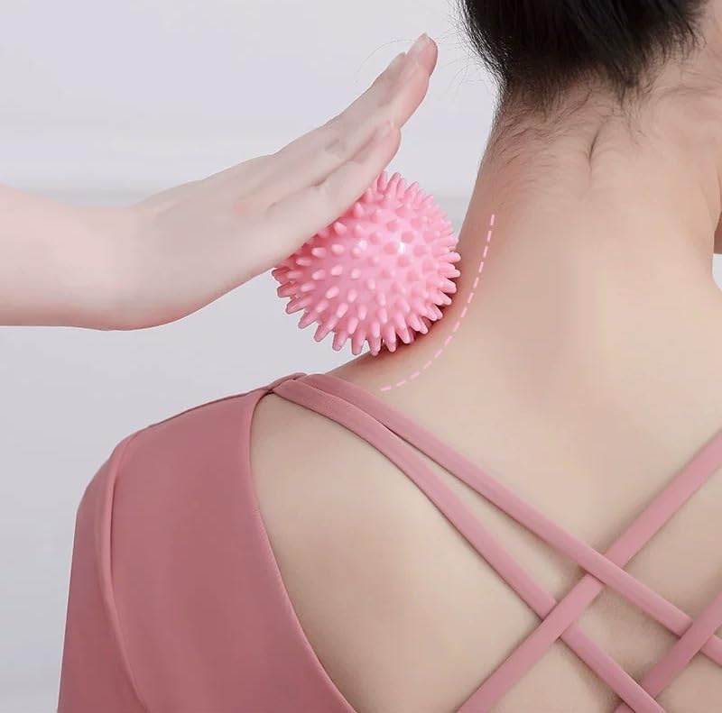 1pcs PVC 9CM Hedgehog Shape Massage Ball -Foot Relaxation Hedgehog Ball, Manual Massage Balls - Foot, Neck, Shoulder, Arm, Waist - Rolling Technique(Pink)