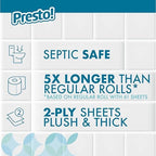 Amazon Brand - Presto! 2-Ply Ultra-Soft Toilet Paper, 12 Family Mega Rolls = 60 Regular Rolls, Unscented, 313 Sheets Per Roll