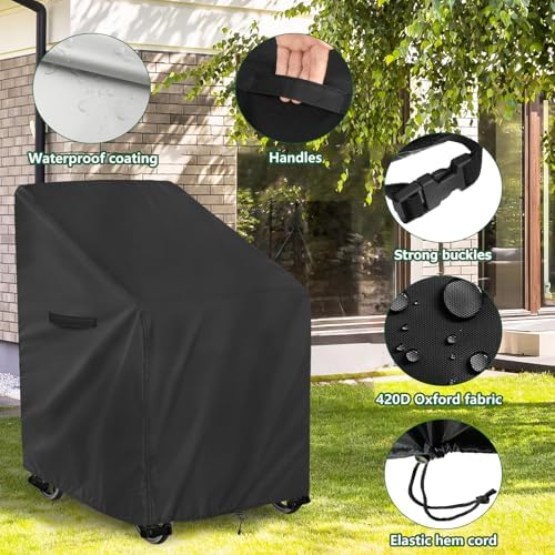 Waterproof Rollator Walkers Cover for Seniors, Folding Walker Accessories, Fits Rollators with Seat (Black)