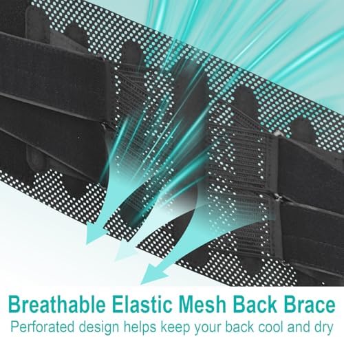 Breathable Back Brace for Lower Back Pain Relief – Lightweight Mesh Lumbar Support Belt with Dual Adjustable Straps, Thin Under-Clothes Back Support for Everyday Work & Housework for Men & Women