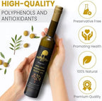 Mediterranean Gold Organic Olive Oil Extra Virgin - First 100% Nature-Made Cold Pressed, Unfiltered & Hand-Harvested, Ensure High Polyphenol With Antioxidant Count - For Foods Salads & Meats