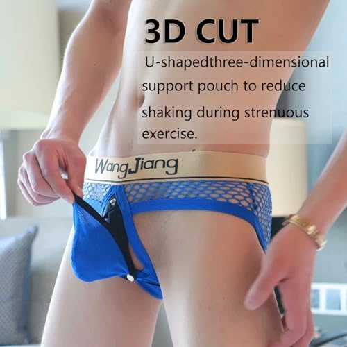 Men's Mesh Jockstrap Underwear Sexy Breathable Adjustable Underwears with Removeable Pouch Men Jock Strap