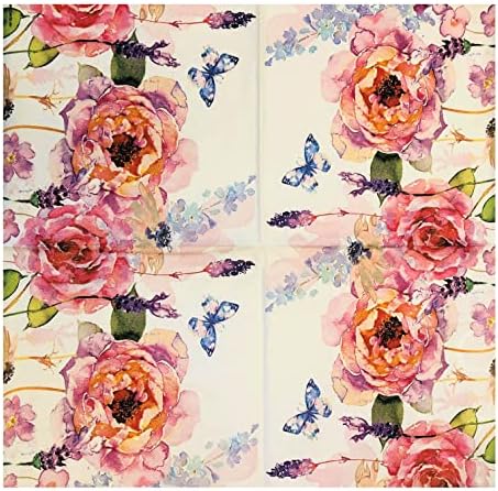 20-ct 13x13 Lucy Rose Napkins for Valentine's Day, Mother's Day - Floral Paper Napkins for Decoupage, Decorative Pretty Napkins