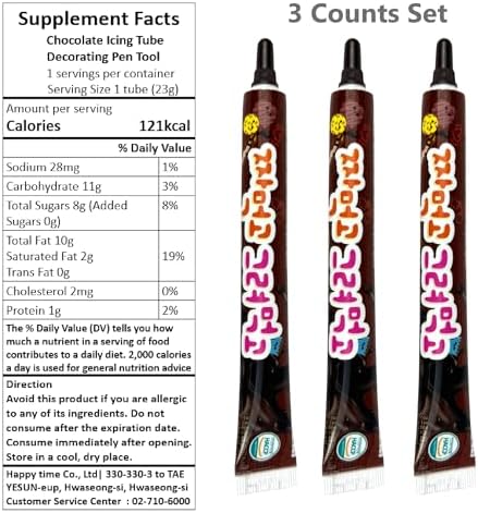 Chocolate Icing Tube Decorating Pen Tool 23g(0.81oz) x Pack of 3, food writing pen for cake, donut, cookie, bread, pancake, cupcake