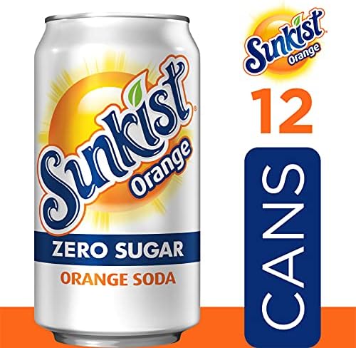 Sunkist Zero Sugar Orange Soda, 12 fl oz cans, 12 pack