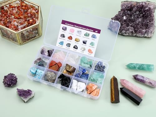 CrystalTears Assorted Raw Healing Stones Crystals Bulk Natural Rough Chakra Quartz Crystal Gemstones for Reiki Meditation Therapy Beginners Home Decor Christmas Gift