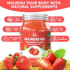 15 OZ Sea Moss Gel- Natural Wildcrafted Irish Seamoss Gel with 92 Minerals and Vitamins - Non-GMO, Gluten-Free, Vegan - Immune Defense Thyroid Digestive Support (Strawberry)