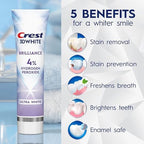 Crest 3D White Brilliance Pro Ultra White Teeth Whitening Toothpaste, 3.8 oz, Anticavity Fluoride Toothpaste, 4% Hydrogen Peroxide, Active Whitening Protection