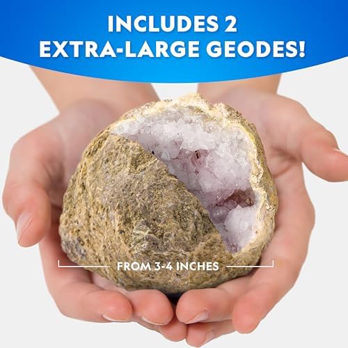 National Geographic Jumbo Geodes Kit – Break Open 2 Large Geodes with Crystals Inside, Earth Science Kit for Kids, Geology Gift for Boys and Girls, STEM Rock and Mineral Toy