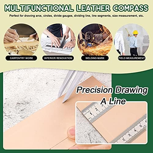 Keadic 3 Pcs Spring Wing Divider, 4'' 6'' 8'' Adjustable Lockable Steel Divider Wing Leather Compass Professional Metal Compass Set Spring Caliper Leg Divider for Leather Work, Geometry Drawing