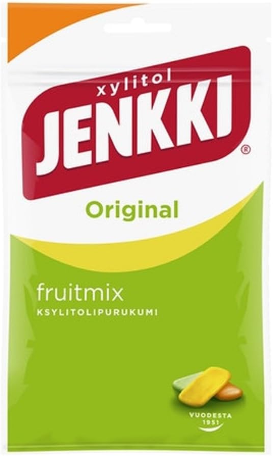 Jenkki Fruitmix - Original - Finnish - Fruit Mix - Xylitol - Chewing Gum - Bag 100g