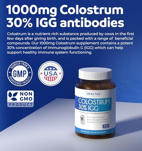 Bovine Colostrum for Women - Colostrum Supplement with 1,000mg per Serving and 30% IgG Immunoglobulins from First Milking - Low Heat Processed for Maximum Potency Non-GMO & Made in the US (2 Month)