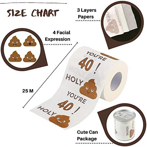 Happy Birthday Gifts for Boys Son and Girls - 3-Ply Funny Toilet Paper Roll, Birthday Toilet Paper Gag Funny Birthday Gift Novelty for Birthday Party Decorations Eighteenth Party Supplies (40th Years)