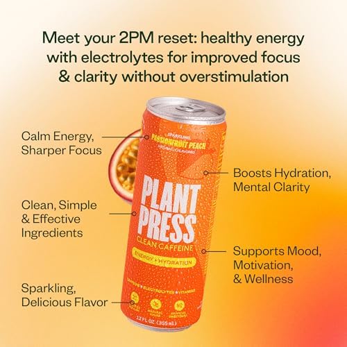 Plant Press - Organic Energy Drink, 100 mg Caffeine Clean Coffee Alternative, Full Range of Vitamins, Electrolytes, No Sugar Alcohols, No Preservatives - Variety Pack (12 Fl Oz, 12 Pk)