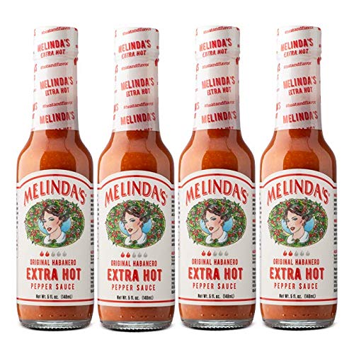 Melinda’s Original Habanero Extra Hot Sauce - Gourmet Habanero Hot Sauce - Made with Fresh Peppers, Carrots, Onion, Vinegar & Garlic - Keto, Vegan, Gluten Free - 5oz, 4 Pack