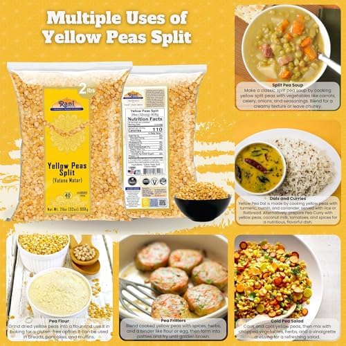 Rani Yellow Peas Split, Dried (Vatana, Matar) 32oz (2lbs) 907g ~ All Natural | Vegan | Gluten Friendly | Product of USA