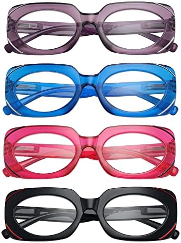 Eyekepper 4 Pack Rectangle Reading Glasses for Women Stylish Readers