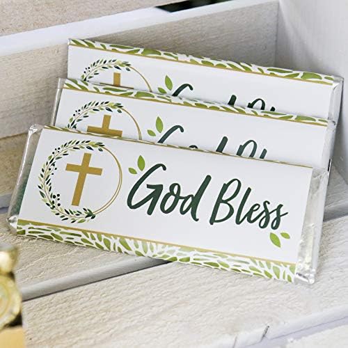 Big Dot of Happiness Elegant Cross - Candy Bar Wrapper Religious Party Favors - Set of 24