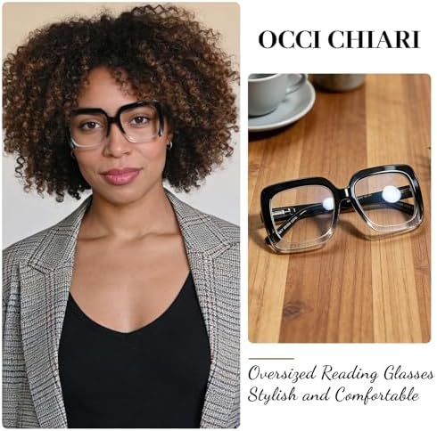 OCCI CHIARI Large Oversized Reading Glasses Women Square Vintage readers