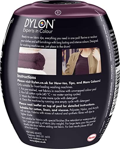 Dylon Washing Machine Fabric Dye Pod for Clothes & Soft Furnishings, 350g – Plum Red