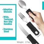 Adaptive Utensils, Adaptive Utensils 3pcs for Hand Tremors,Elderly, Arthritis,Parkinsons-Built Up Utensils for Adults–Easy Grip Aids Handle–2.7oz Each Weighted Silverware for Hand Tremors