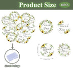 48 Pack Edible Sunflowers Thank You Cupcake Toppers Wafer Paper Floral Thank You Cupcake Picks Greenery Frames Wedding Baby Shower Thank You Cake Decor for Wedding Party Cake Decor Supplies
