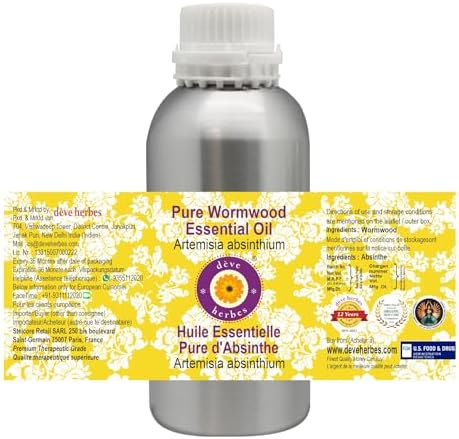 Deve Herbes Pure Wormwood Essential Oil (Artemisia Absinthium) Steam Distilled 630ml (21 oz)