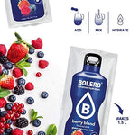 Bolero- Sugar Free Drink Mix Packets Berry Blend Fruit Flavors | Powdered Flavored Water Packets | 12 Large Sachet On The Go Packets