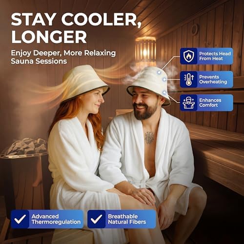 Wool Sauna Hat for Men and Women — 100% Natural Wool — Breathable, Itch-Free and Odor Resistant Sauna Cap — Ideal Banya Hat for Men