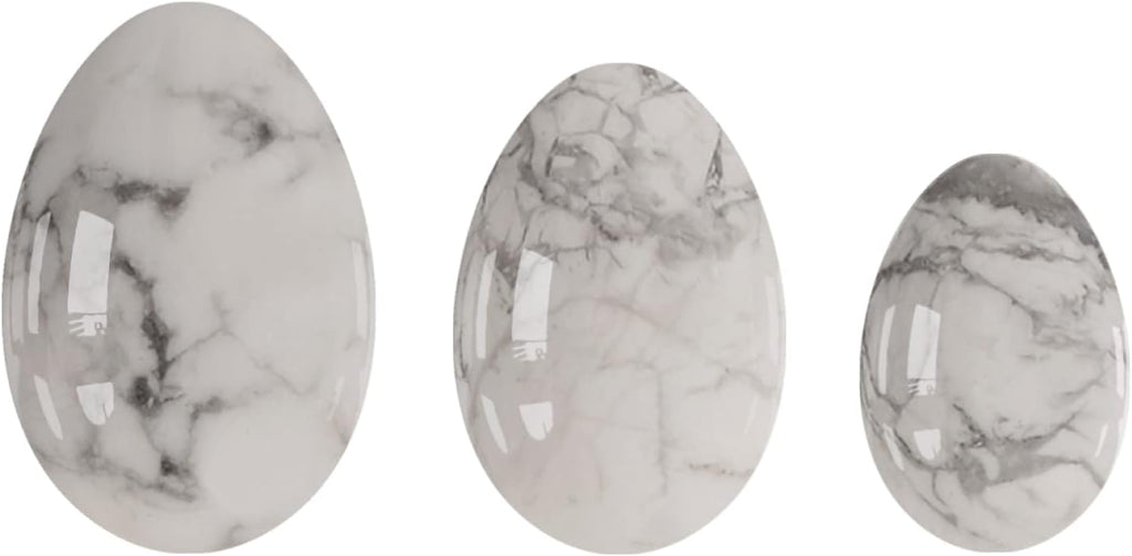 Undrilled Rose Quartz Yoni Egg Set Tiger Eye Jade Eggs Obsidian Kegel Exercise Yoni Eggs Exerciser,White Howlite