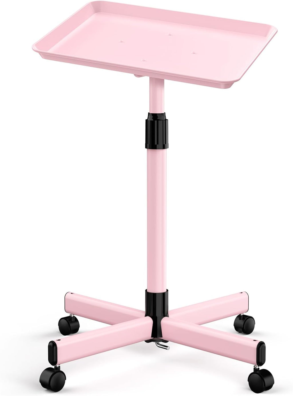 Salon Tray on Wheels, Premium Aluminum Tattoo Tray Rolling Tray, Adjustable Salon Service Rolling Trolley Cart for Clinic Spa(36inch-Pink)