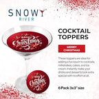 Snowy River Cocktail Toppers (1x6 Pack) - All Natural Edible Topper for Cocktails, Milk Shakes, Cakes and Ice Cream (Merry Christmas)